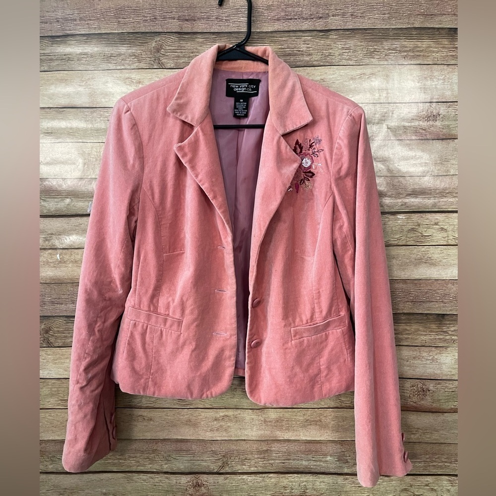 New York City Design Women’s Pink Floral Design Blazer Size: 10